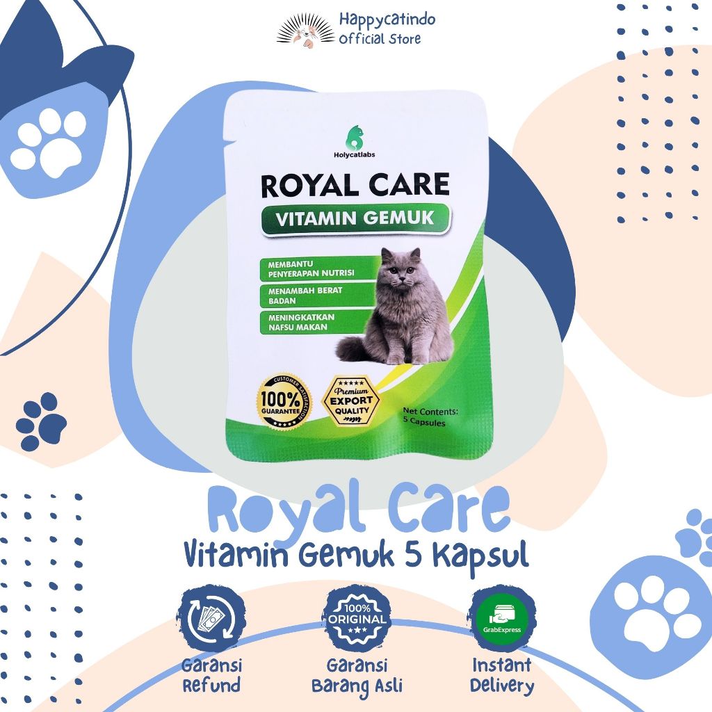 Jual Vitamin Gemuk Kucing Royal Care Kemasan Ekonomis isi 5 KAPSUL