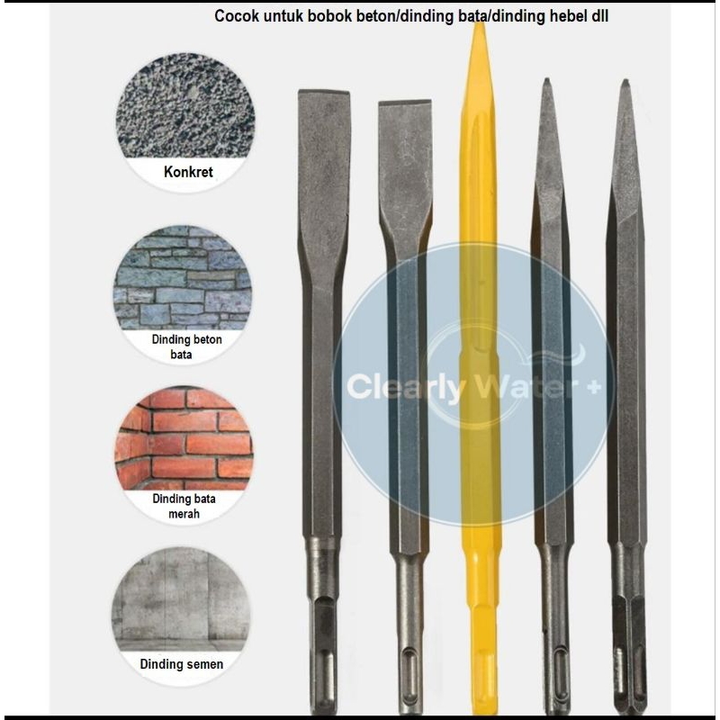 Jual Mata Bor Bobok Beton Panjang 25mm Sds Plus Point Flat Chisel 40mm ...