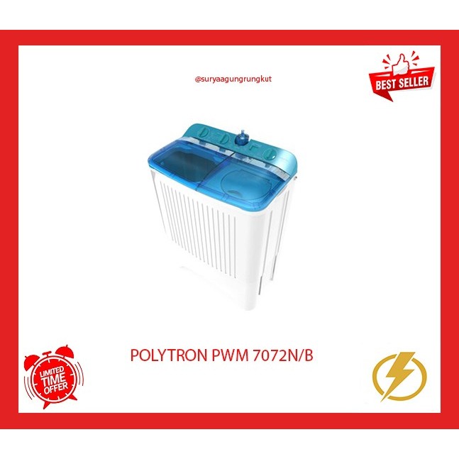 Jual MESIN CUCI POLYTRON 7 KG 220 WATT - PWM 7072N/B | Shopee Indonesia