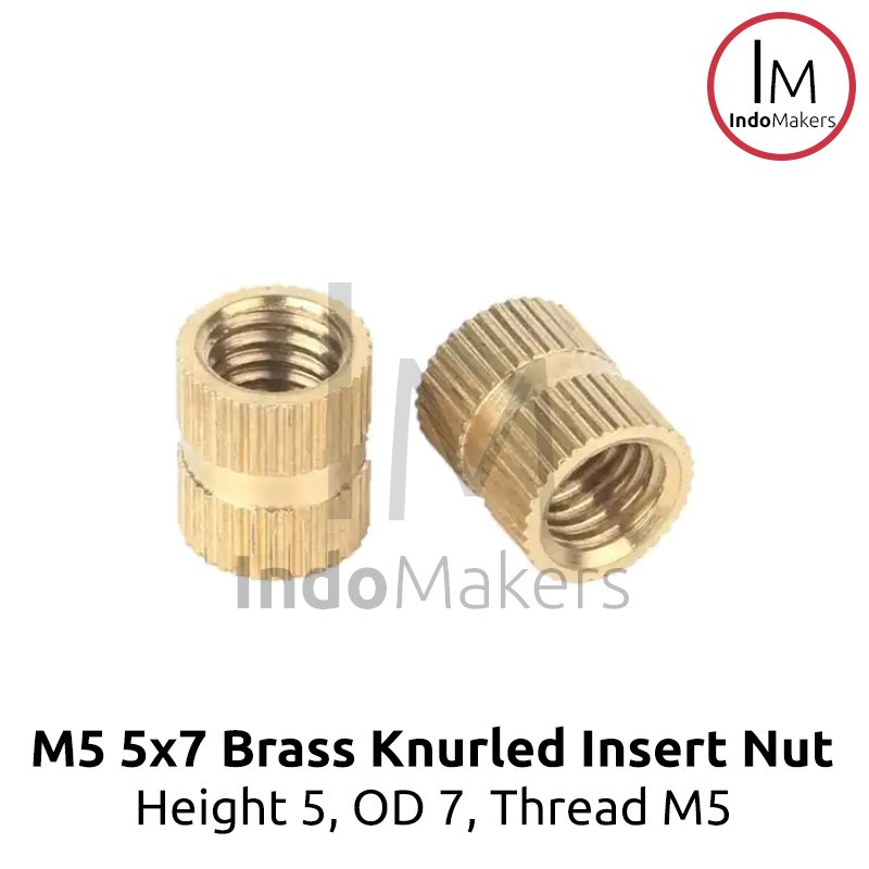 Jual M5 5x7 Brass Insert Nut / Brass Hot Melt Nut Thread M5 / Drat M5 ...