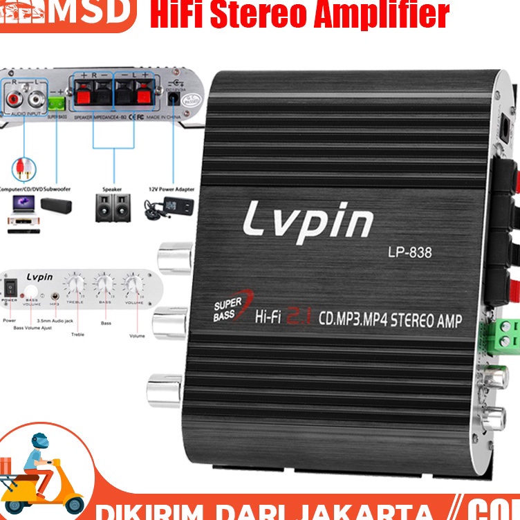 Jual Vv Ampli Mini Hifi Stereo Power Amplifier Treble Bass Booster V Channel W Kemasan Baru