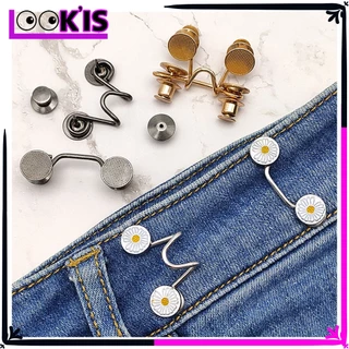 LOOK'IS Kancing Celana Jeans Model Bisa Dilepas  Kancing Jeans Logam Simple Adjustable Motif Bunga Daisy Kait Pengecil Lingkar Pinggang Celana Detachable Waist Button Murah