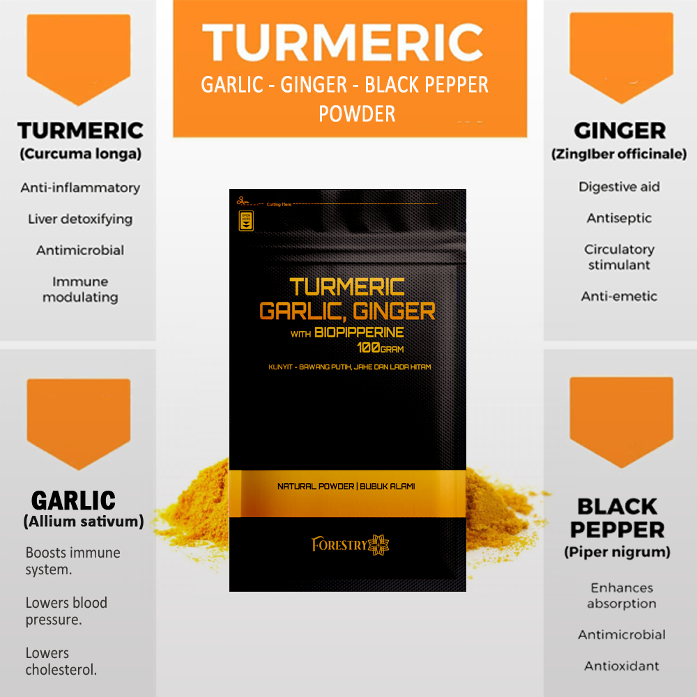 Jual Turmeric Garlic Ginger with black Pepper Powder Forestry | Shopee ...
