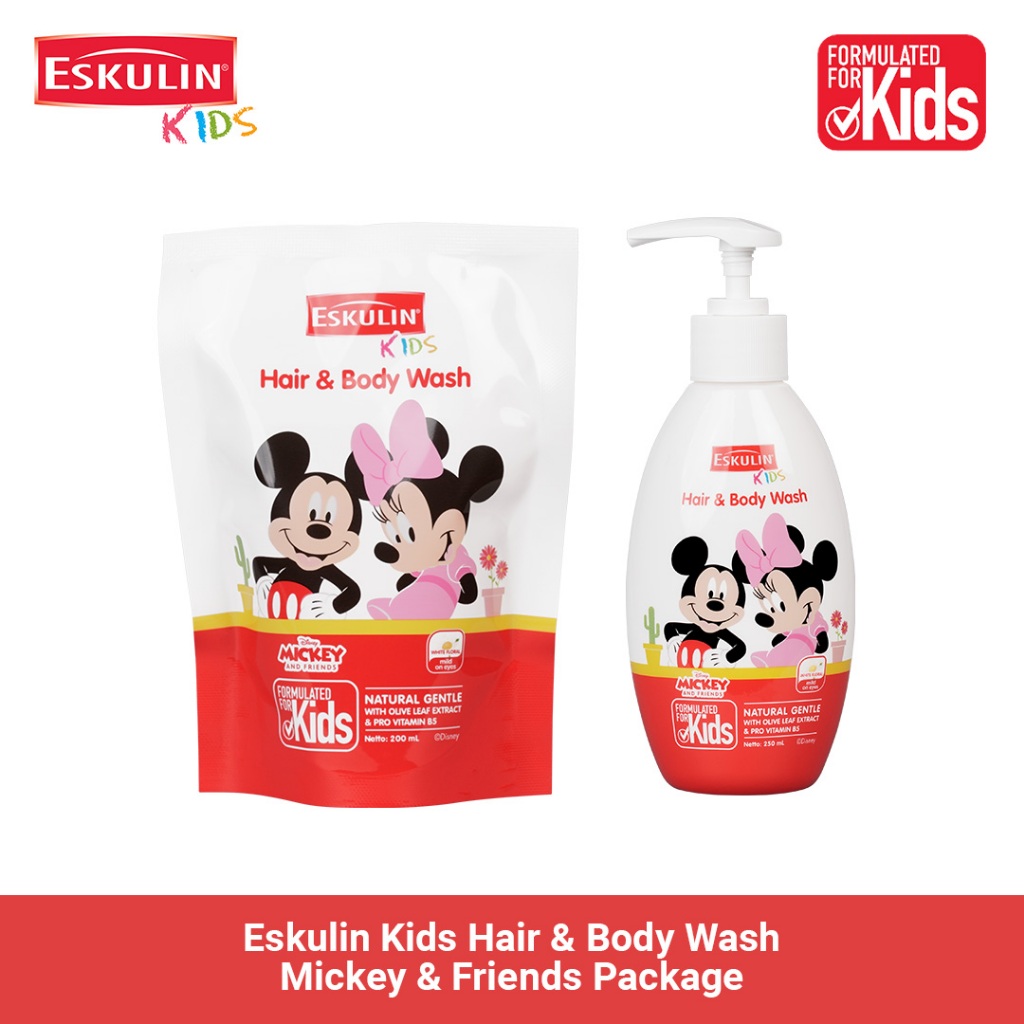 Jual Eskulin Kids Hair & Body Wash Mickey & Friends Package | Shopee ...