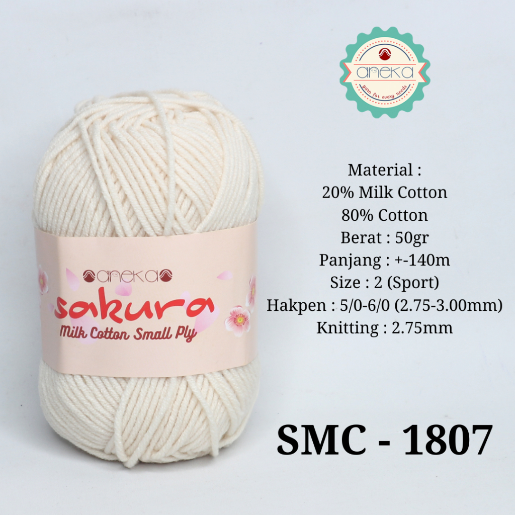 Jual Benang Rajut Katun Susu 4 Ply / Sakura SMALL PLY Milk Cotton Yarn ...