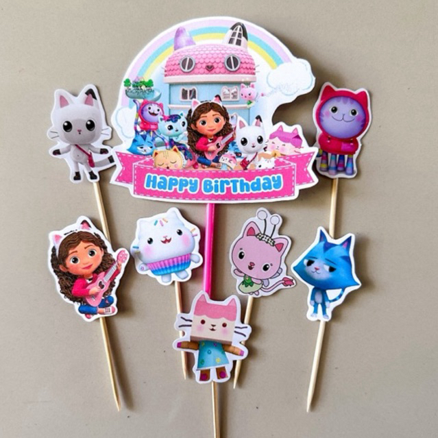 10 Figurines Gabby Décoration Gâteau - PVC, Lavables, Pour Anniversaire Enfants, Fête à Thème Cartoon - 2
