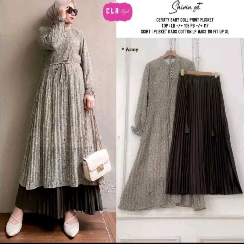 Jual Bisa Cod Oneset Setelan Tunik Dress In Rok Plisket Amirha