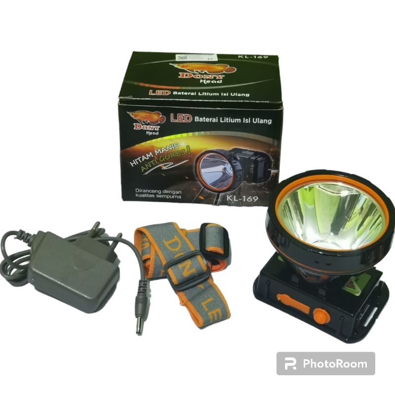 Jual senter Kepala Dony 15W KL-169/ Senter kepala hitam manis Anti ...