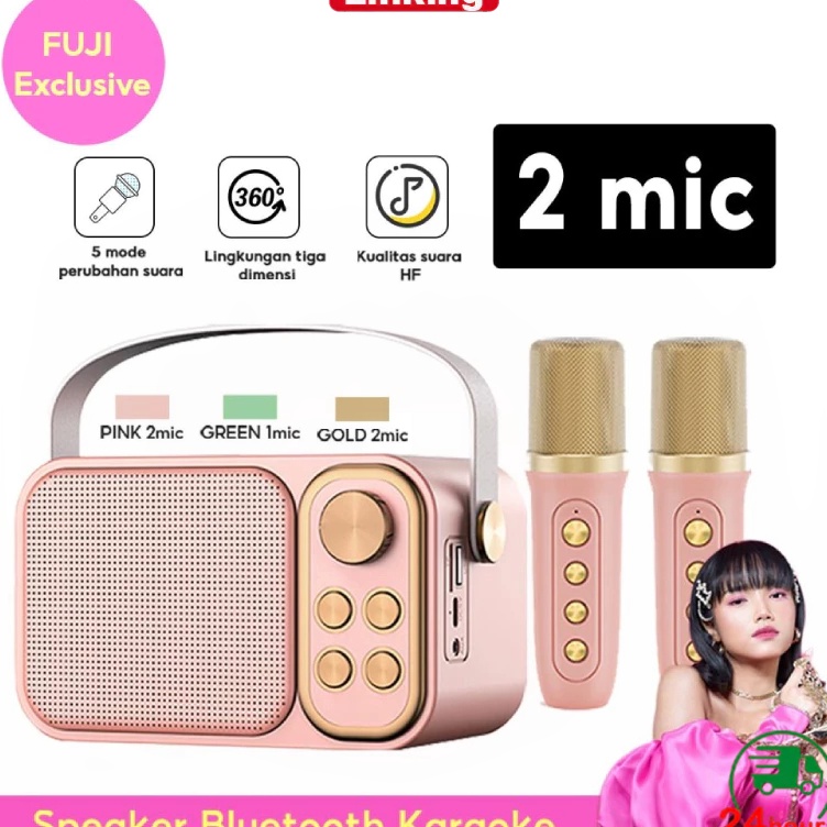Jual Speaker Bluetooth 2 Mic Karaoke Set Portable Microphone Karaoke ...