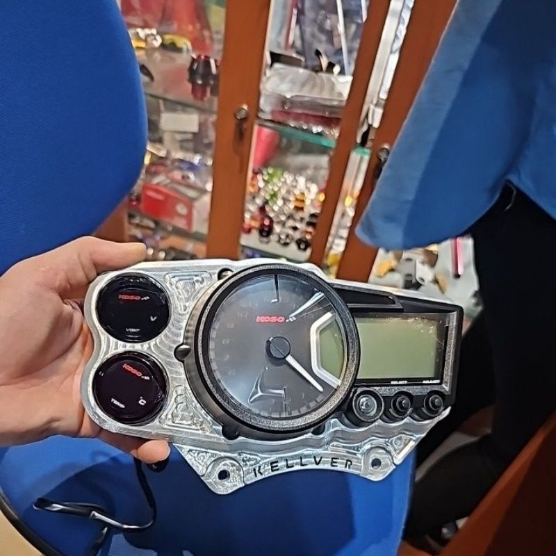 Jual Speedometer KOSO RX2+ Set Voltmeter Thermo dan Bracket CNC PNP