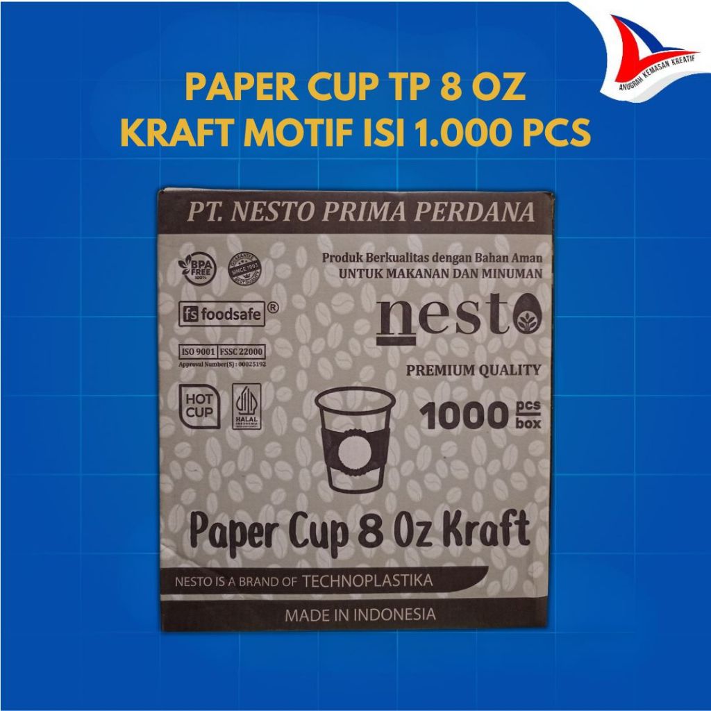 Jual PAPER CUP TP 8 OZ KRAFT MOTIF / GELAS KERTAS KOPI ISI 1.000 PCS (1 ...