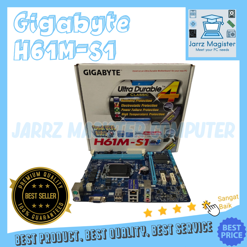 Jual Motherboard Gigabyte H61 H61MS1 Intel LGA 1155 DDR3 Mainboard Gigabyte GAH61MS1 1155