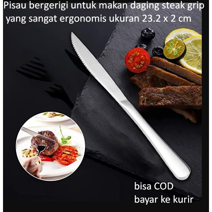 Jual Pisau bergerigi untuk makan daging steak grip yang sangat ...