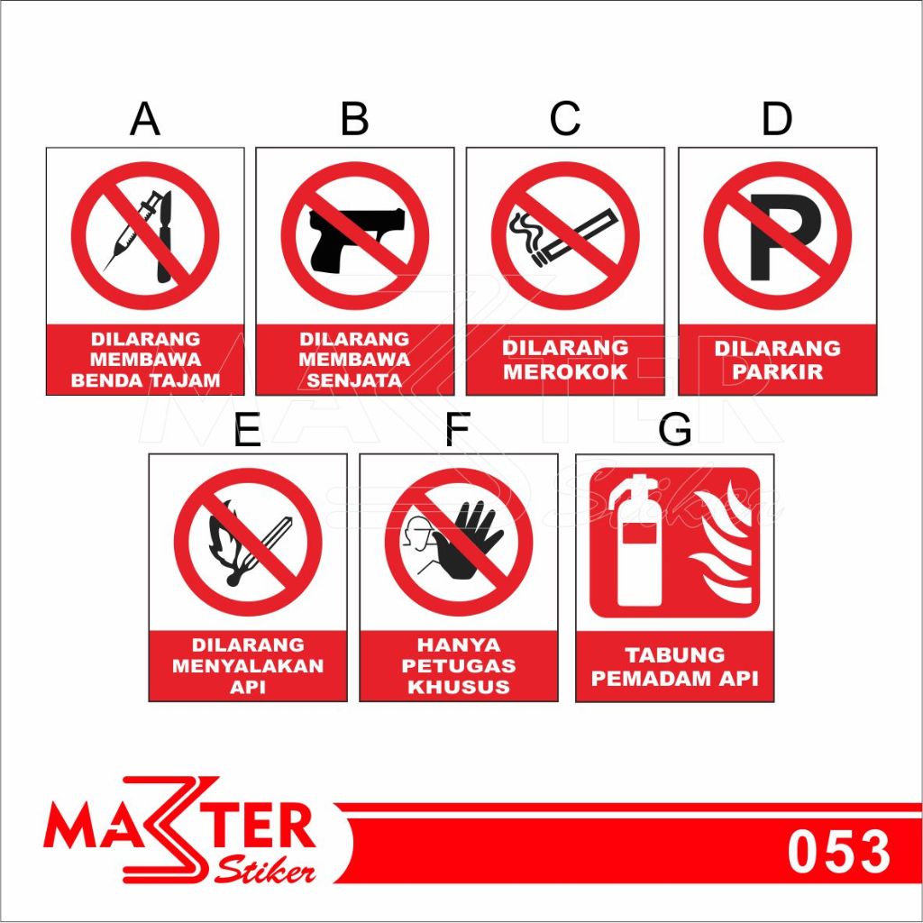 Jual 053 - Stiker Larangan Safety K3, Dilarang Membawa Senjata dan ...