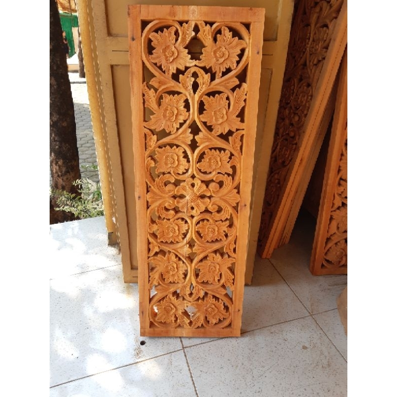 Jual Ukiran Kayi Loster Roster Ornamen Ukir Loster Boven Kusen Jendela Lisplang 35x100 Cm 