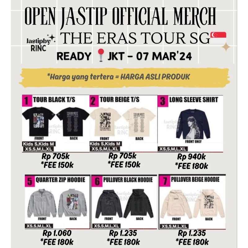 Jual Official Merchandise The Eras Tour SG Taylor Swift READY 07 MARET ...