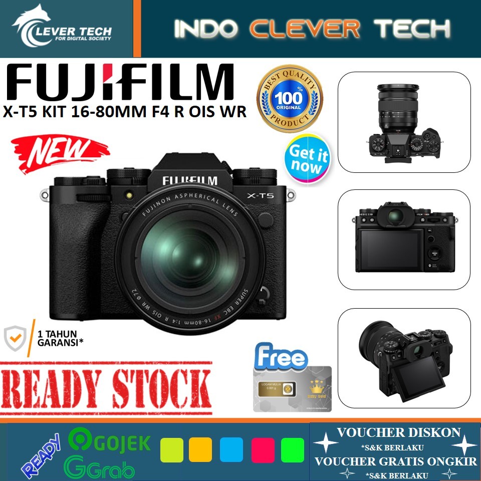 Jual Fujifilm XT5 kit XF 16-80mm Fuji X-T5 XT 5 kit 16-80 mm | Shopee ...