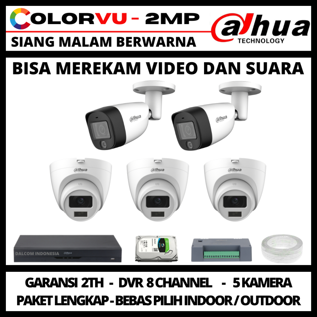 Jual PAKET CCTV DAHUA COLORVU 2MP CHANNEL KAMERA Shopee