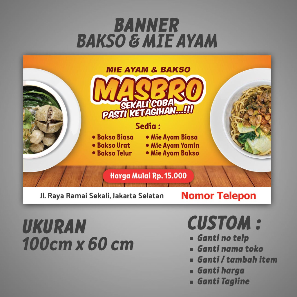 Jual BANNER/SPANDUK UMKM MIE AYAM DAN BAKSO (BISA CUSTOM) | Shopee ...