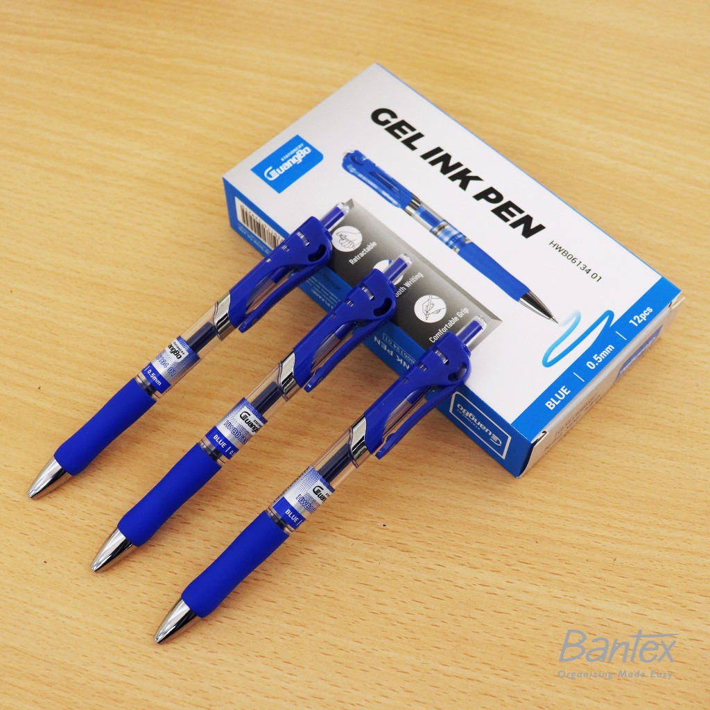 GuangBo Gel Ink Pen Pulpen Cair Pena Gel Hitam/Biru 0.5mm (1 Pack) - HWB06134 (7)