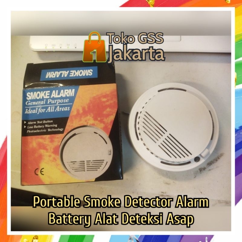 Jual Portable Smoke Detector Alarm Battery Alat Deteksi Asap include ...