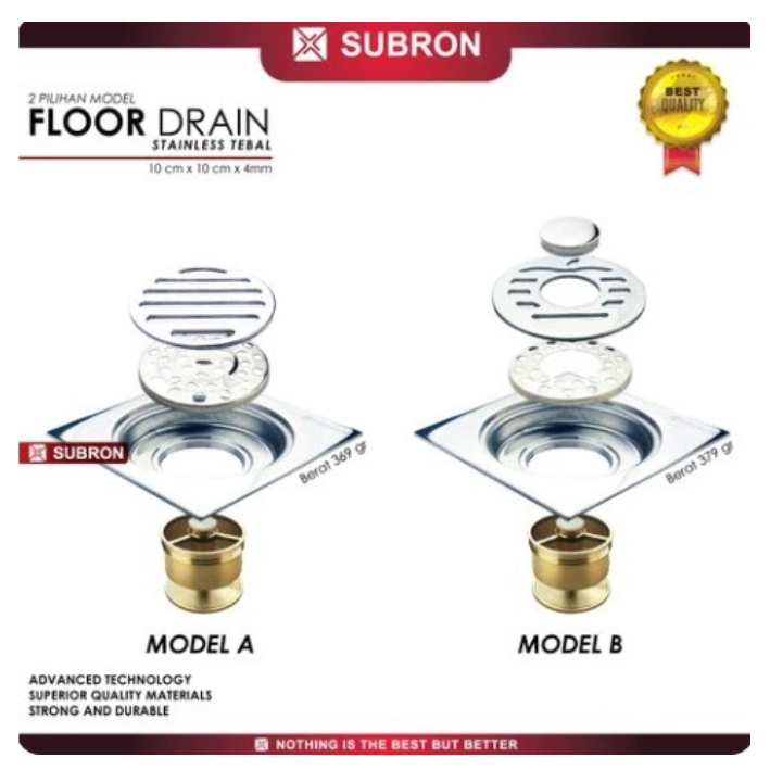 Jual SUBRON Floor Drain Drainase Stainless Tebal Toilet Kamar Mandi ...