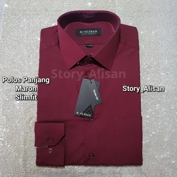Kemeja Alisan Polos Slimfit Lengan Panjang ( 100 )