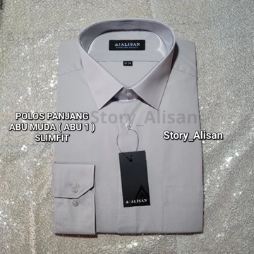 Kemeja Alisan Polos Slimfit Lengan Panjang ( 100 )