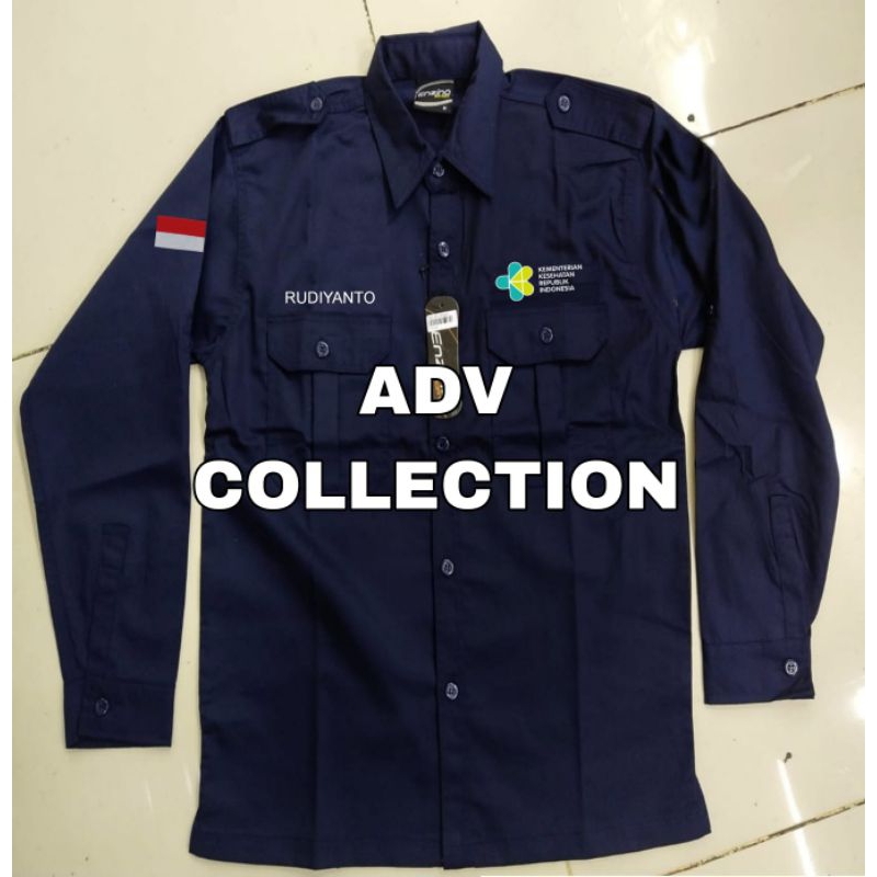 Jual Kemeja Kemenkes Ri Navy Pdh Lengan Panjang Pria Bordir Shopee Indonesia