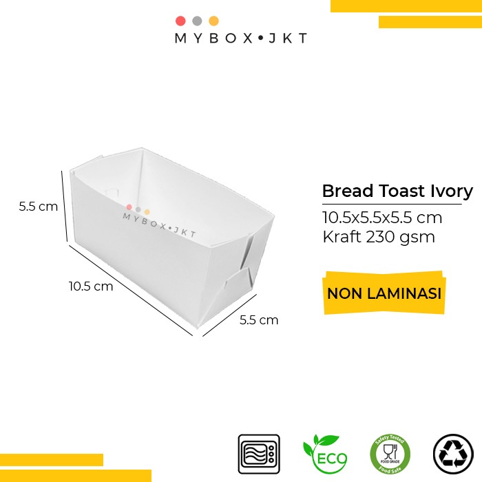 Jual Box Kotak Roti Bread Toast Paper Tray 10,5x5,5x5,5 IVORY PUTIH ...