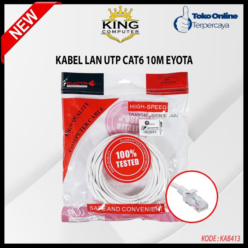 Jual Kabel LAN UTP CAT6 10m RJ45 Eyota Siap Pakai Abel LAN UTP