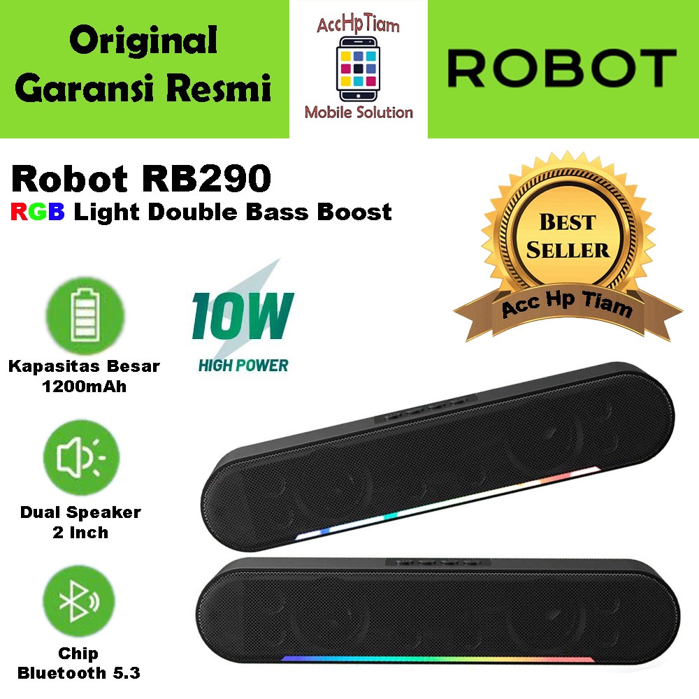 Jual Speaker Bluetooth Robot RB290 V5.3 RGB Light Dual Speaker 10W R ...