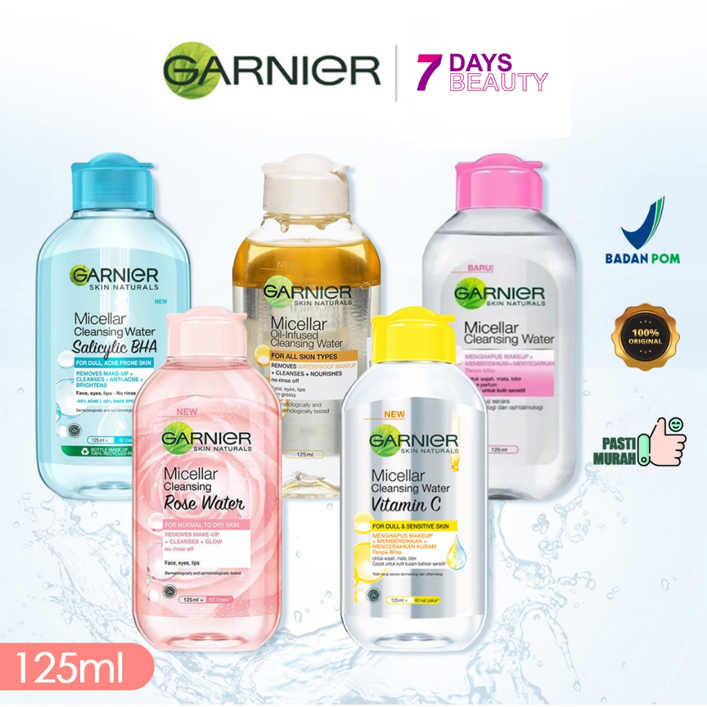 Jual Garnier Micellar Cleansing Water Pink Salicylic Bha Vit C Yellow Rose Water 125 Ml 9945