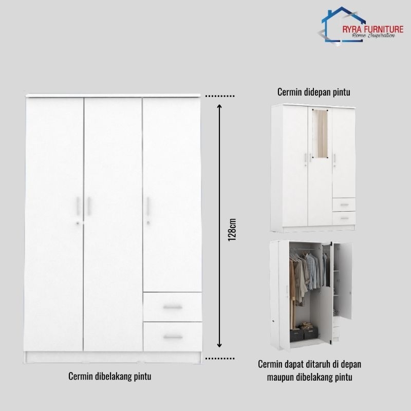 Jual Lemari Pakaian 3 Pintu Lemari Pakaian Minimalis Murah Lemari