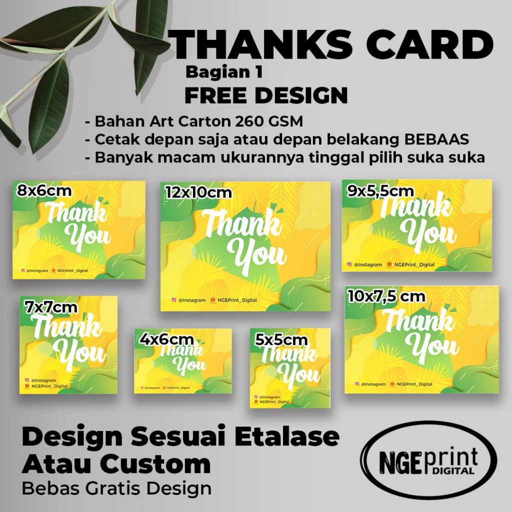 Jual THANK YOU CARD / THANKS CARD / KARTU UCAPAN TERIMAKASIH / SOUVENIR ...