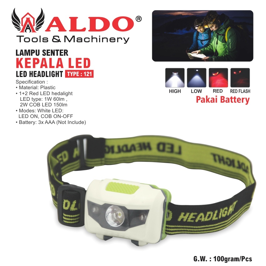 Jual LAMPU SENTER KEPALA LED TYPE : 121 / LED HEAD LAMP MERK ALDO ...