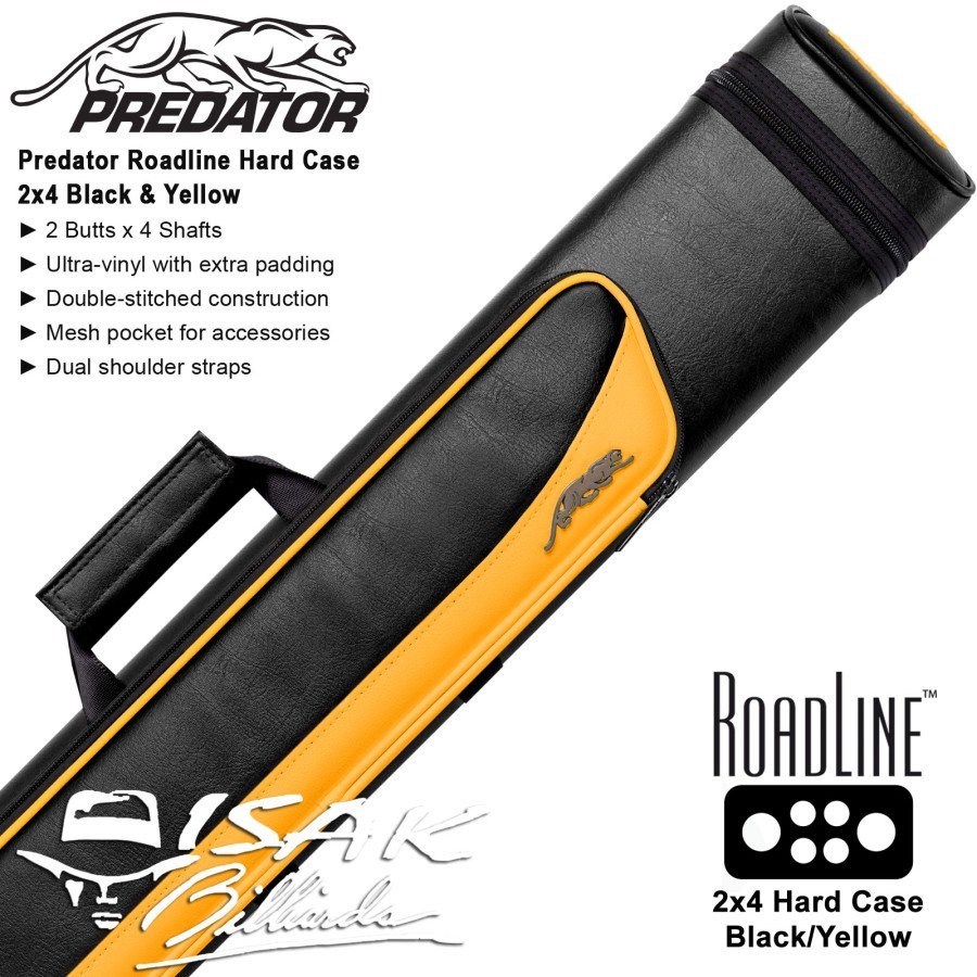 thumbnail image 2 of Predator Roadline 2x4 Black/Yellow Hard Pool Cue Case – Holds 2 Butts & 4 Shafts 2 of 5
