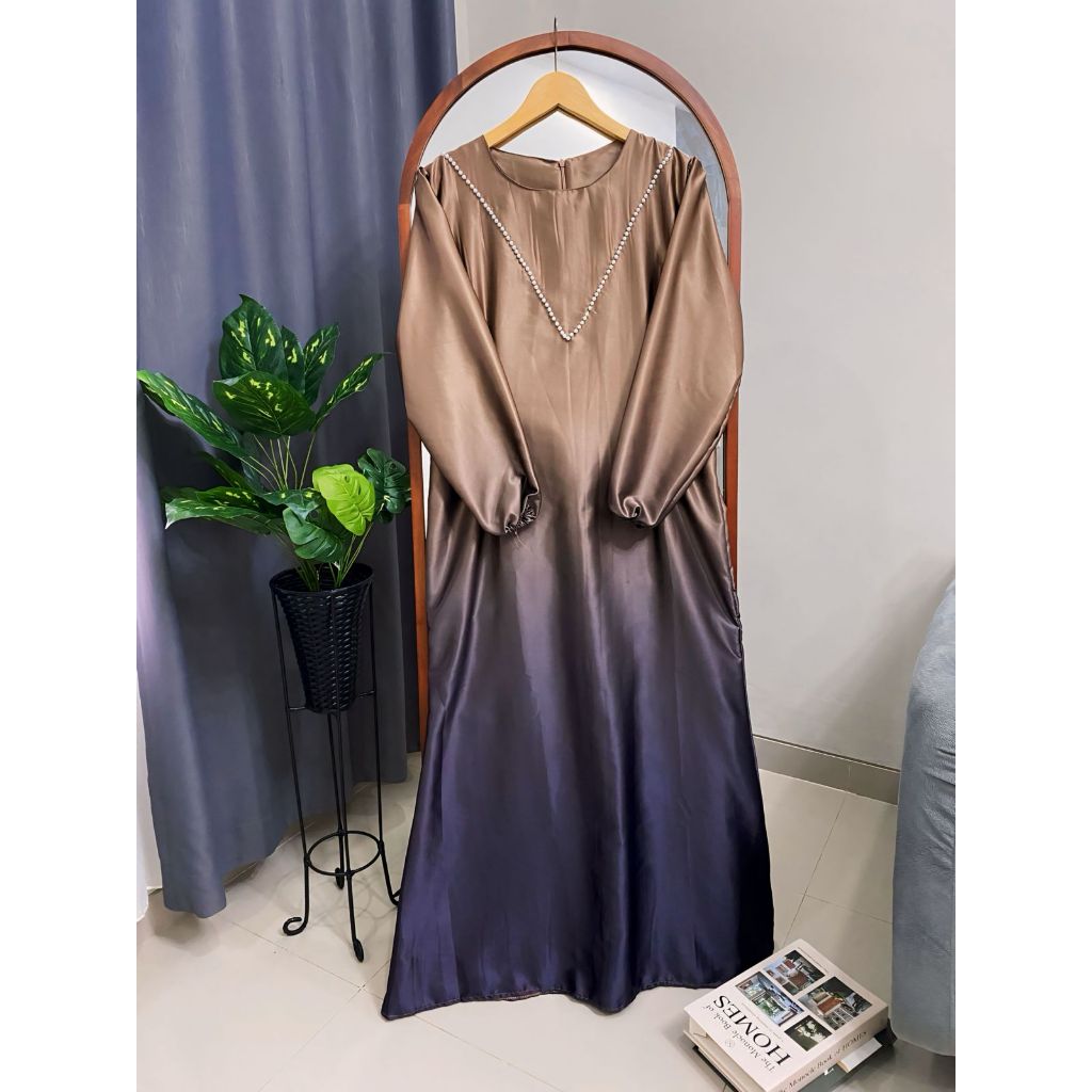 Jual Andin Dress Kondangan Satin Silk Gradasi Terbaru Dress