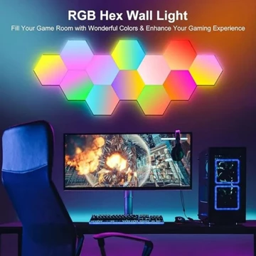 Hexagon RGB LED Lampu Kamar Tidur Aesthetic DIY Gaming Setup Touch Control