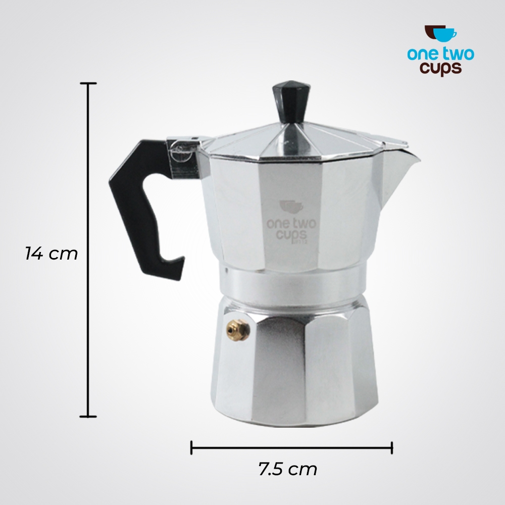 Jual One Two Cups moka pot 2cups 100ml alumunium coffee maker | Shopee ...