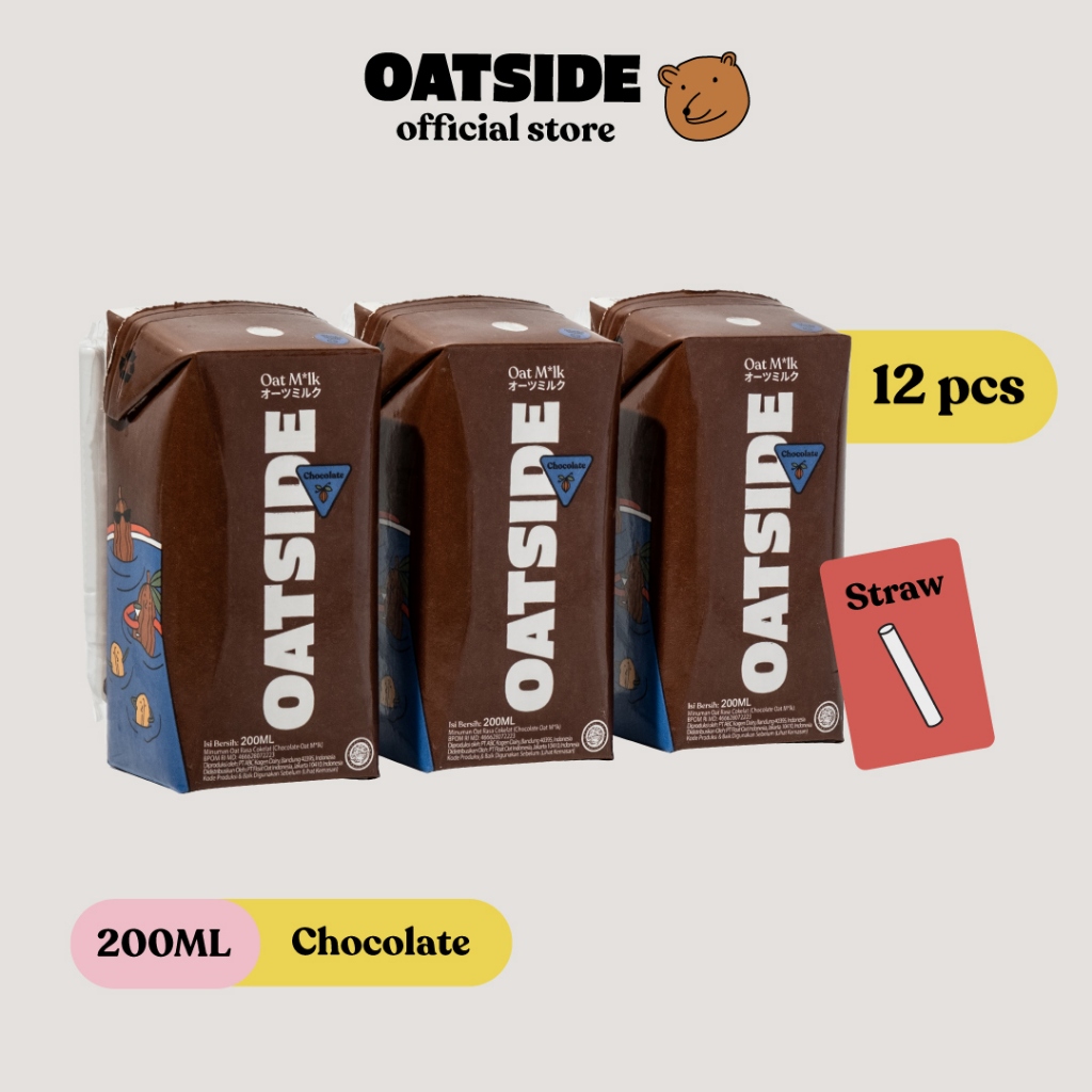 Jual Oatside Mini Straw Oat Milk Chocolate 200ml 12pcs Kemasan