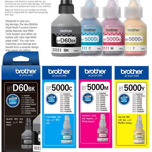 Jual Tinta brother BT 5000 COLOR &D60 BLACK | Shopee Indonesia