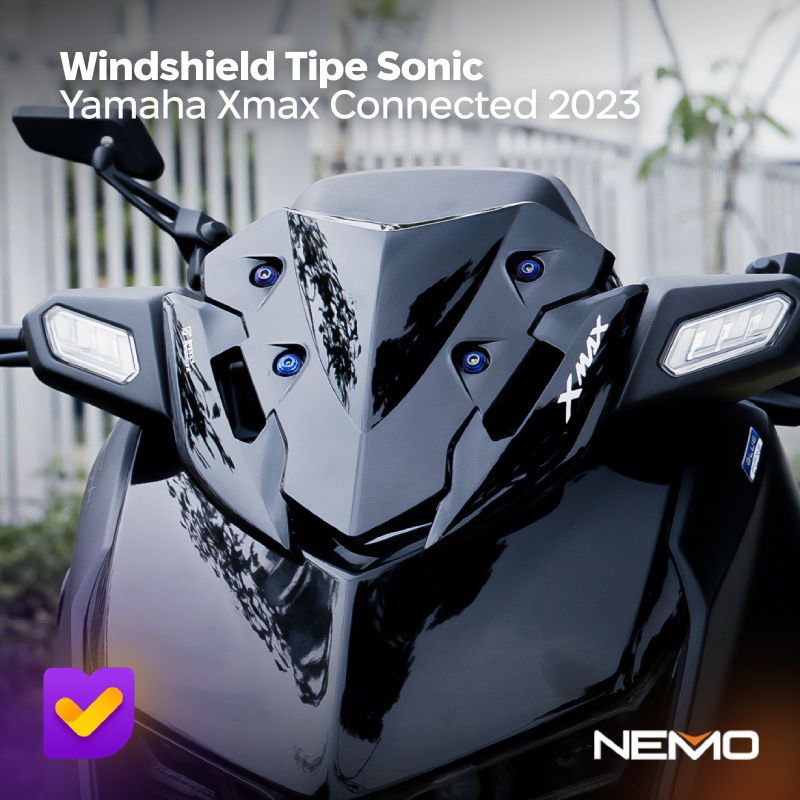 Jual windshield/visor X-Max new conected tipe Sonic warna dark smoke ...