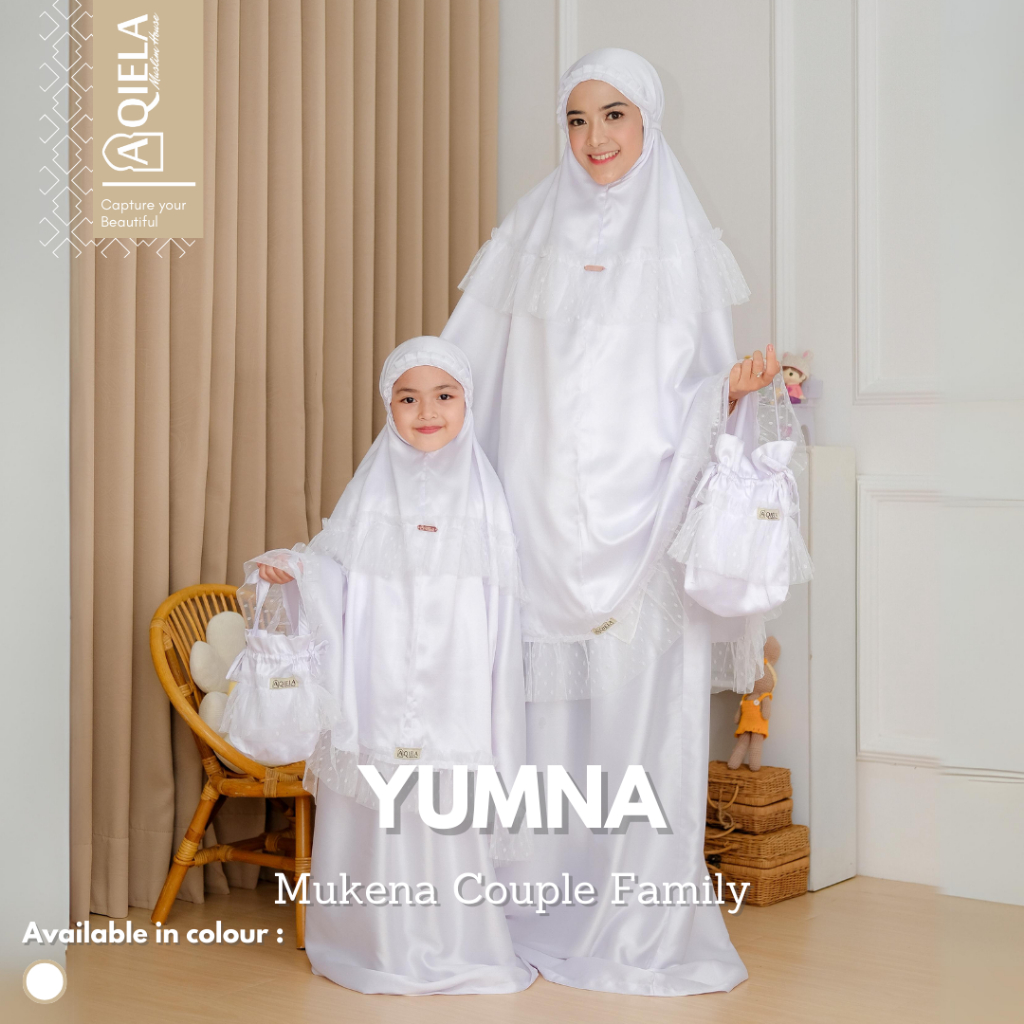 Mukena Premium Sarimbit Idul Fitri 2027 Silk Maxmara Halus Dan Adem Yumna by Aqiela Muslim House