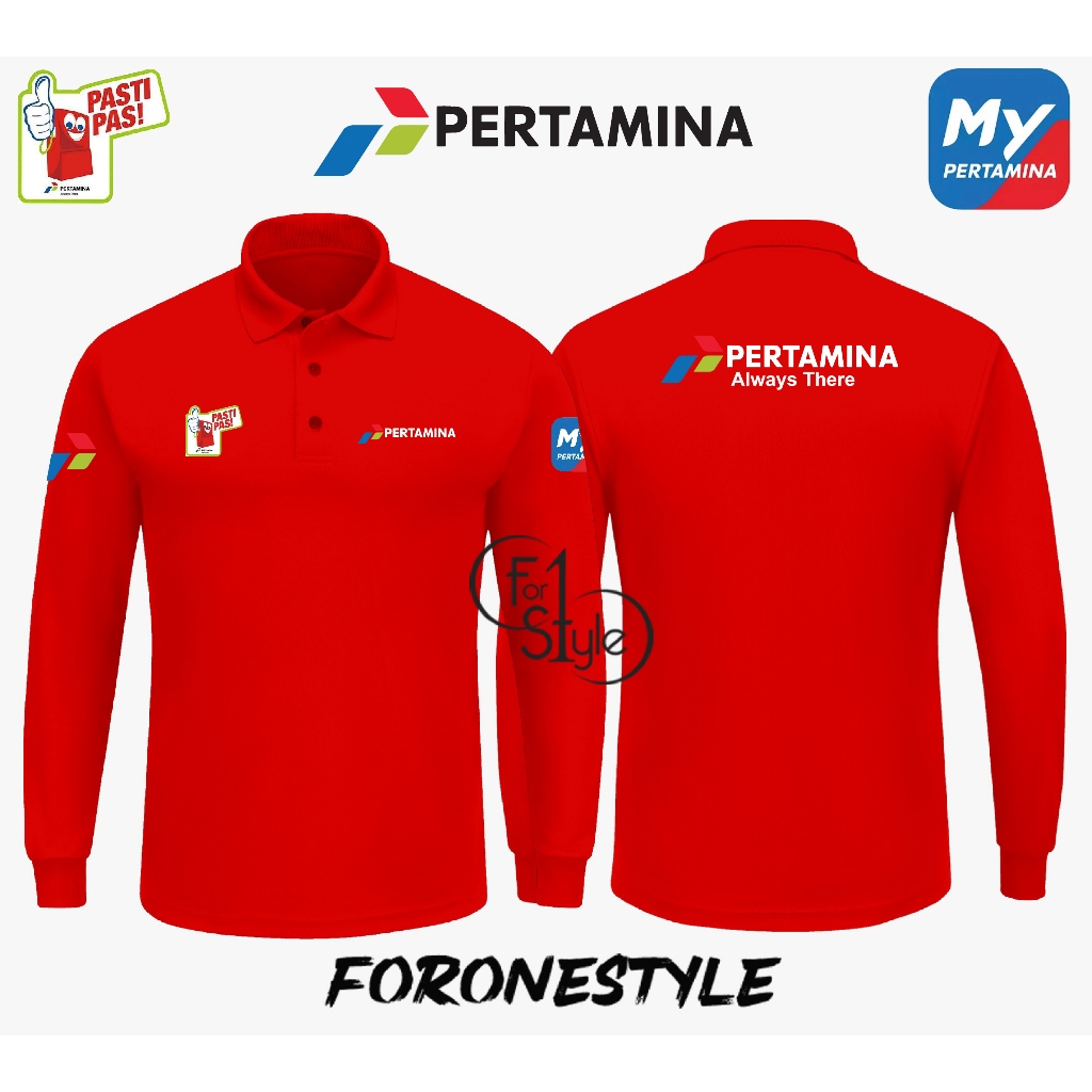 Jual Poloshirt Lengan Panjang Pertamina Kaos Kerah Lengan Panjang