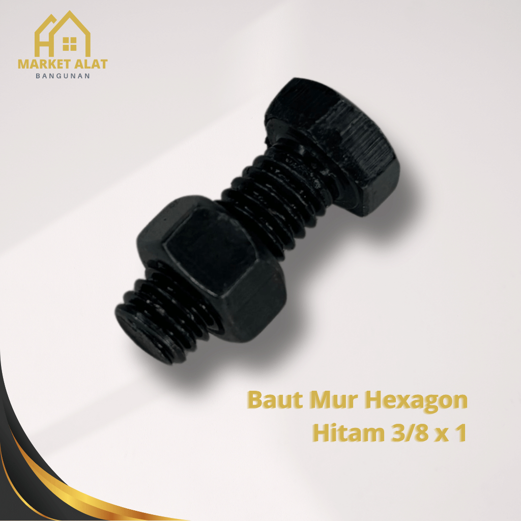 Jual Baut Mur Hexagon 3/8 X 1 UNC Baja Hitam 8.8 Kunci 14 / Full Set ...