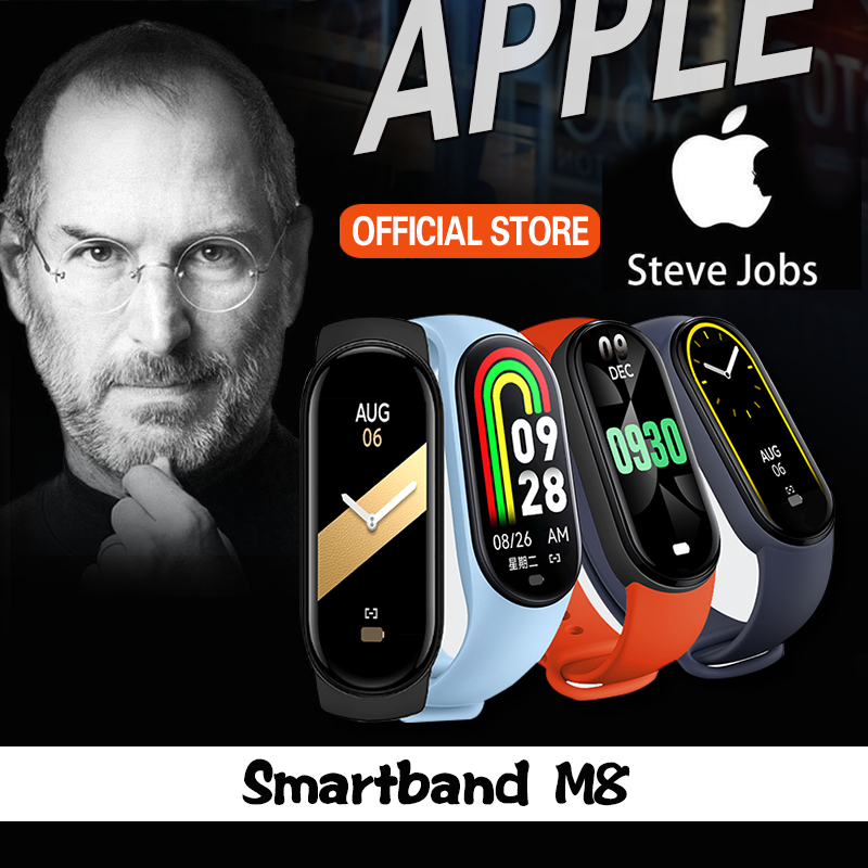 𝐀ppIe Smartband M8 ✅100% Original Waterproof Touch Screen Heartbeat  Monitor Blood Pressure Monitor Smartwatch Wanita Pria smart band jam  tangan