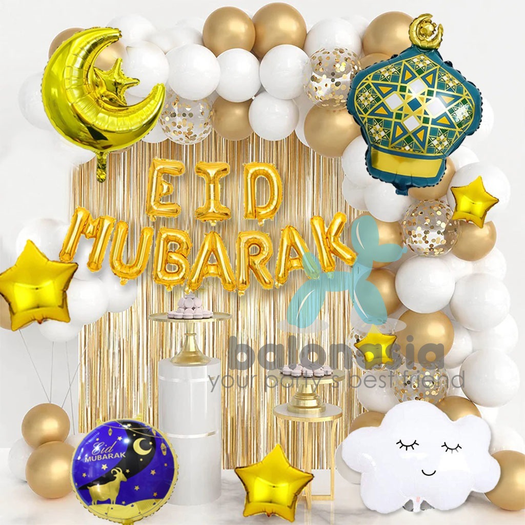 Paket dekorasi idul fitri awan masjid bulan bintang lebaran eid mubarak kambing