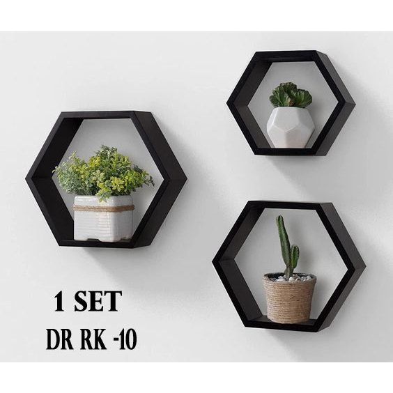 Harga 1 Set ( 3 Pcs )Promo Terbaik Rak dinding Hexagonal.