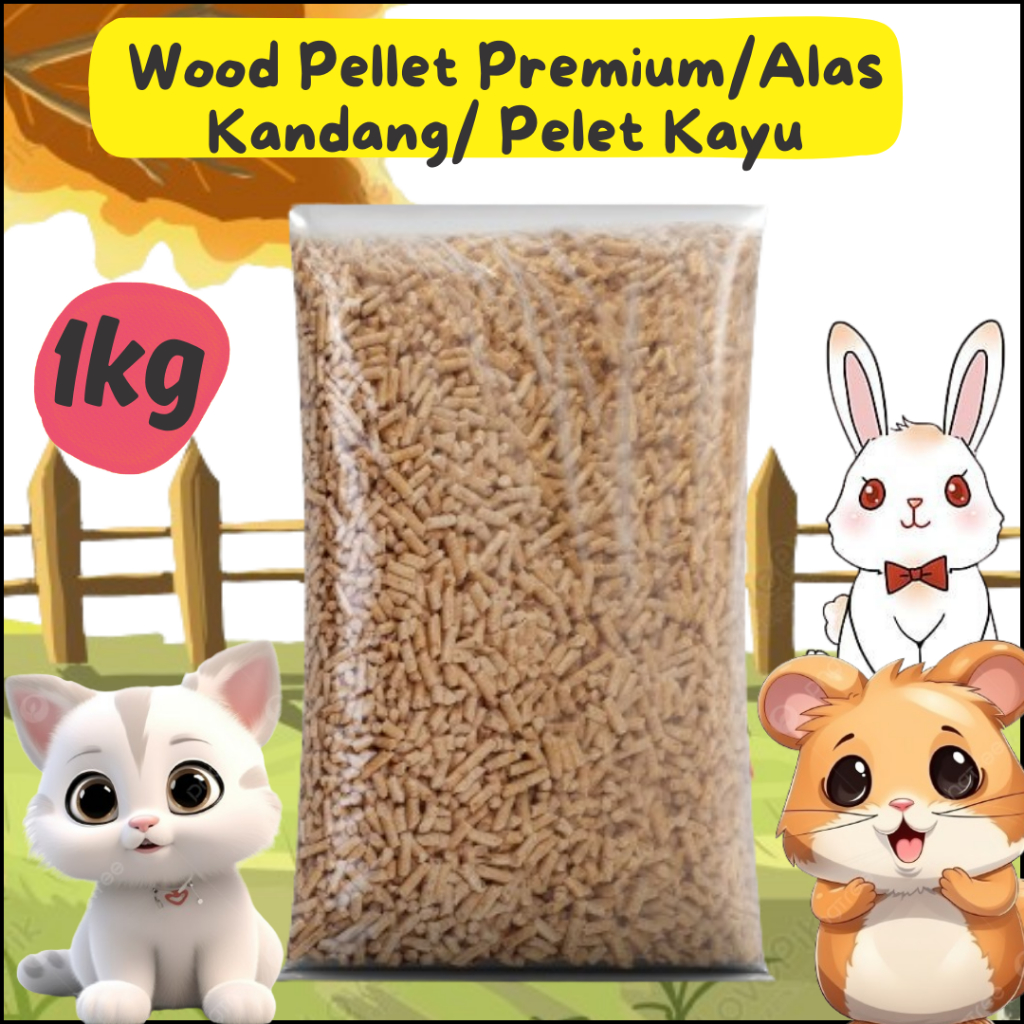 Jual Wood pellet alas kandang hewan kucing, kelinci, Hamster 1kg Pelet ...